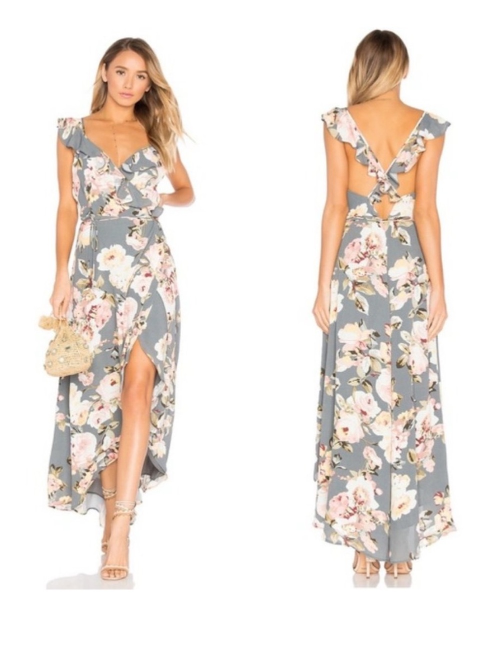 Privacy Please Fillmore Wrap Maxi Dress in Asphalt M